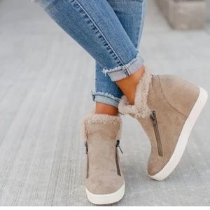 Chloebuy Fuzzy Non-slip Warm Zipper Boot